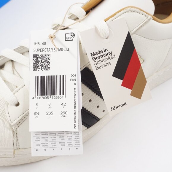 adidas Superstar 82 JJJJound Sneakers in Off-White - Men's Size 8.5 (IH8148) NEW - Picture 3 of 12
